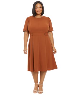 Женское платье London Times Plus Size Fit & Flare Scuba Crepe Midi