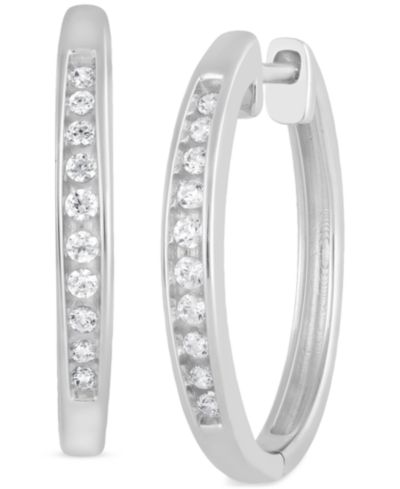 Forever Grown Diamonds Маленькие серьги-кольца из стерлингового серебра с Lab-Created Diamond (1/4 ct. t.w.)