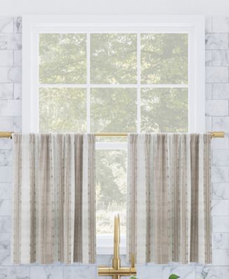 Slub Texture Stripe Cotton Cafe Curtain Pair