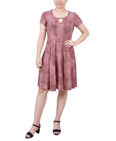 NY Collection женское платье из жаккардового трикотажа с коротким рукавом