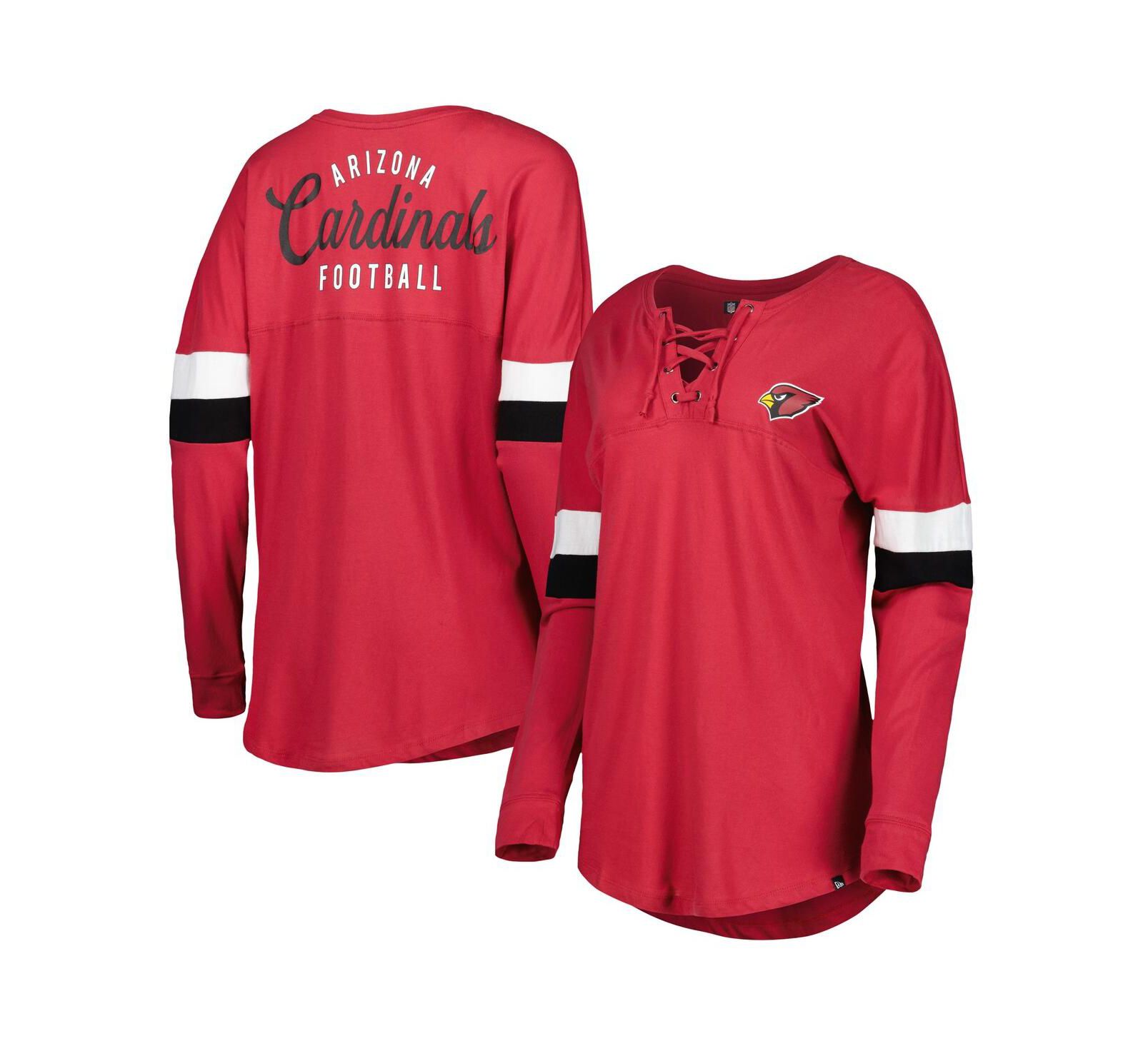 Women's New Era Cardinal Arizona Cardinals Athletic Varsity Lace-Up Long Sleeve T-shirt