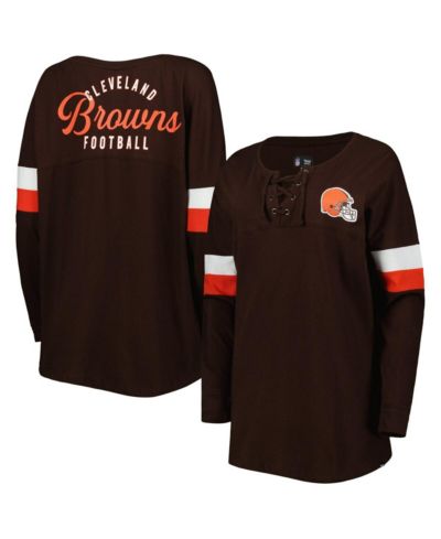 Women's New Era Brown Cleveland Browns Athletic Varsity Lace-Up Long Sleeve T-shirt