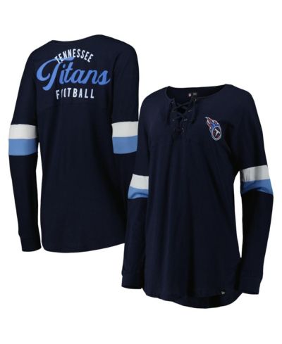 Women's New Era Navy Tennessee Titans Athletic Varsity Lace-Up Long Sleeve T-shirt