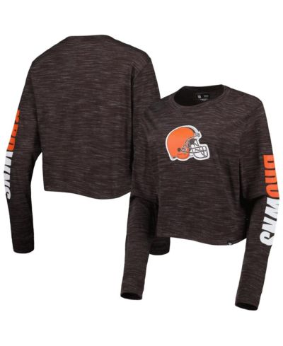 Женская футболка New Era Brown Cleveland Browns Crop с длинным рукавом