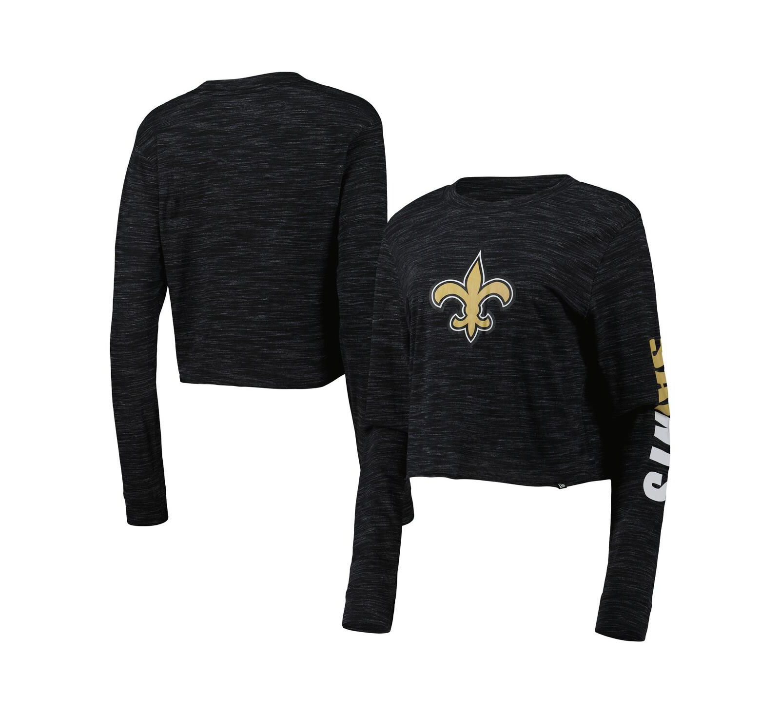 Женская футболка New Era Black New Orleans Saints Crop с длинным рукавом