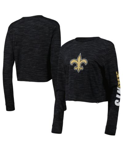 Женская футболка New Era Black New Orleans Saints Crop с длинным рукавом
