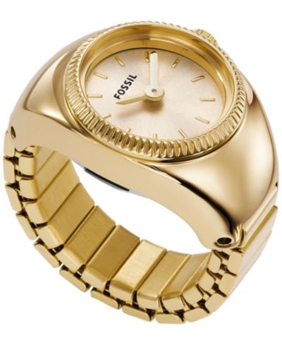 Fossil Женские Ring Watch Two-Hand Gold-Tone Stainless Steel Bracelet Watch, 15mm