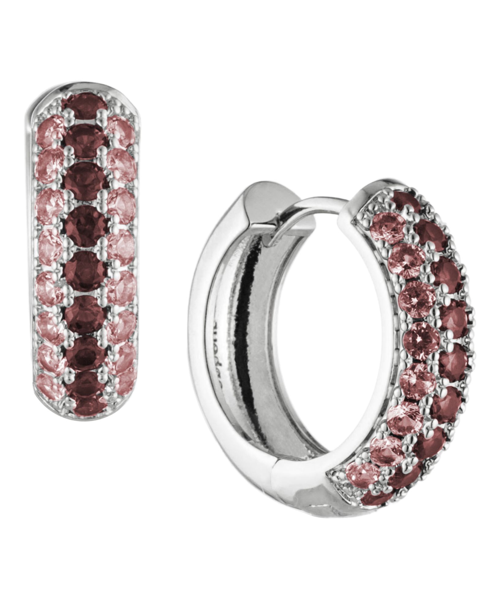 Серьги-кольца BONHEUR JEWELRY Addison Pink Red Crystal Mini Hoop