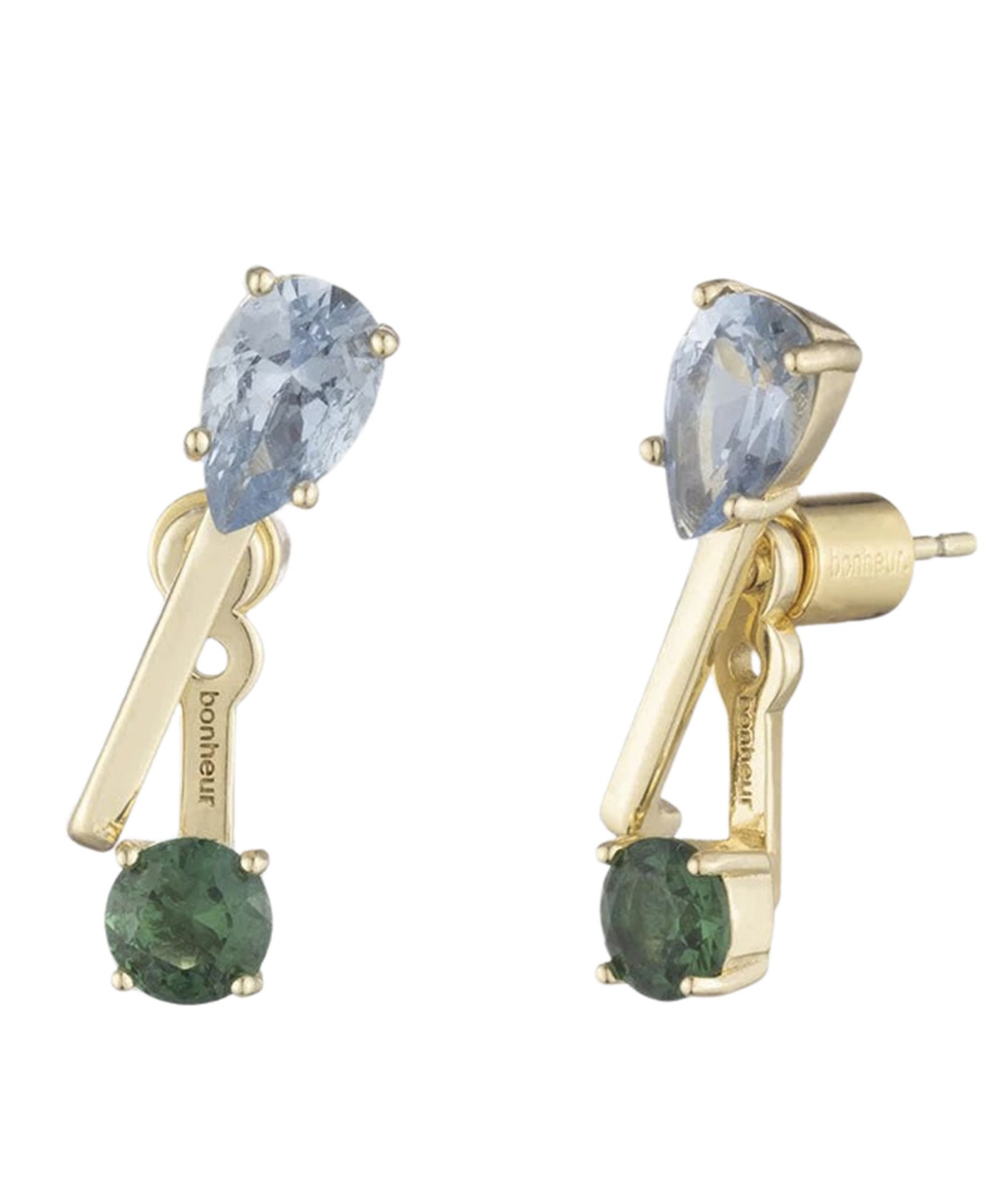 Серьги-каффы BONHEUR JEWELRY Felicity с зеленым кристаллом