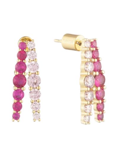 BONHEUR JEWELRY Seraphine Pink Crystal Half Hoop Earrings