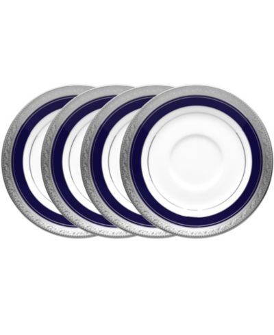 Noritake Crestwood Cobalt Platinum Set of 4 Saucers, 6"