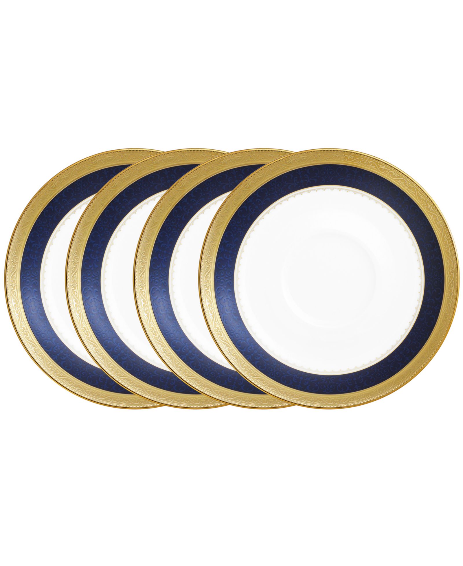Набор из 4 блюдец Noritake Odessa Cobalt Gold 6"
