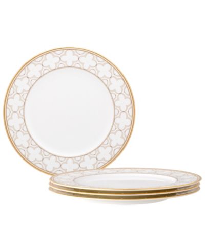 Noritake Trefolio Gold Set of 4 Dinner Plates, 11"