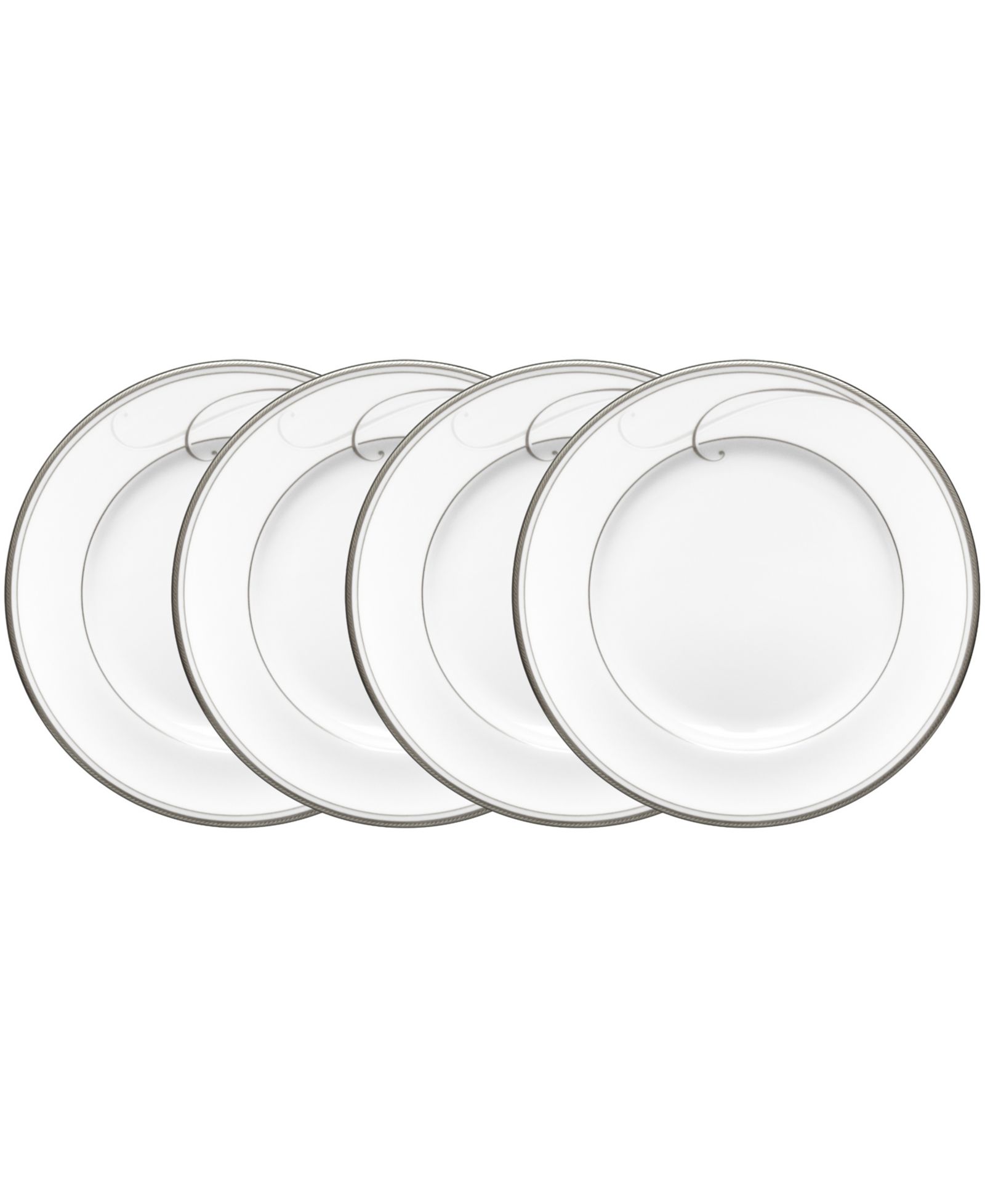 Набор из 4 тарелок Noritake Platinum Wave для хлеба и закусок, 6.75"