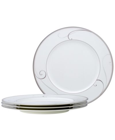Noritake Platinum Wave Set of 4 Dinner Plates, 11"