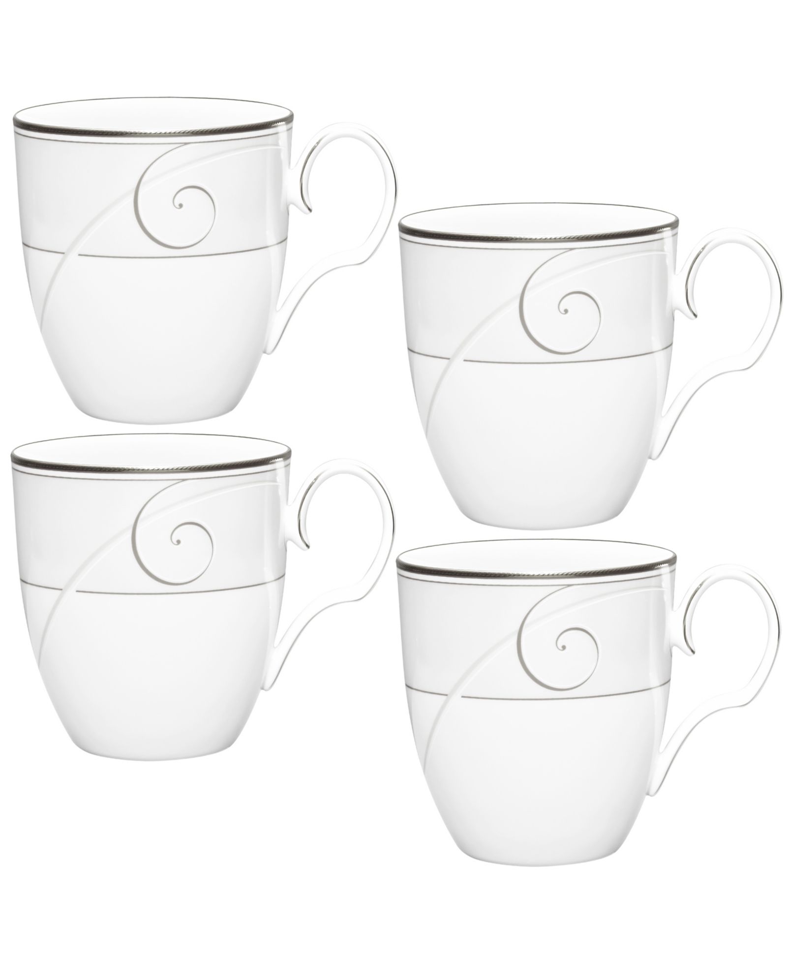 Набор кружек Noritake Platinum Wave, 4 шт., 15 oz.