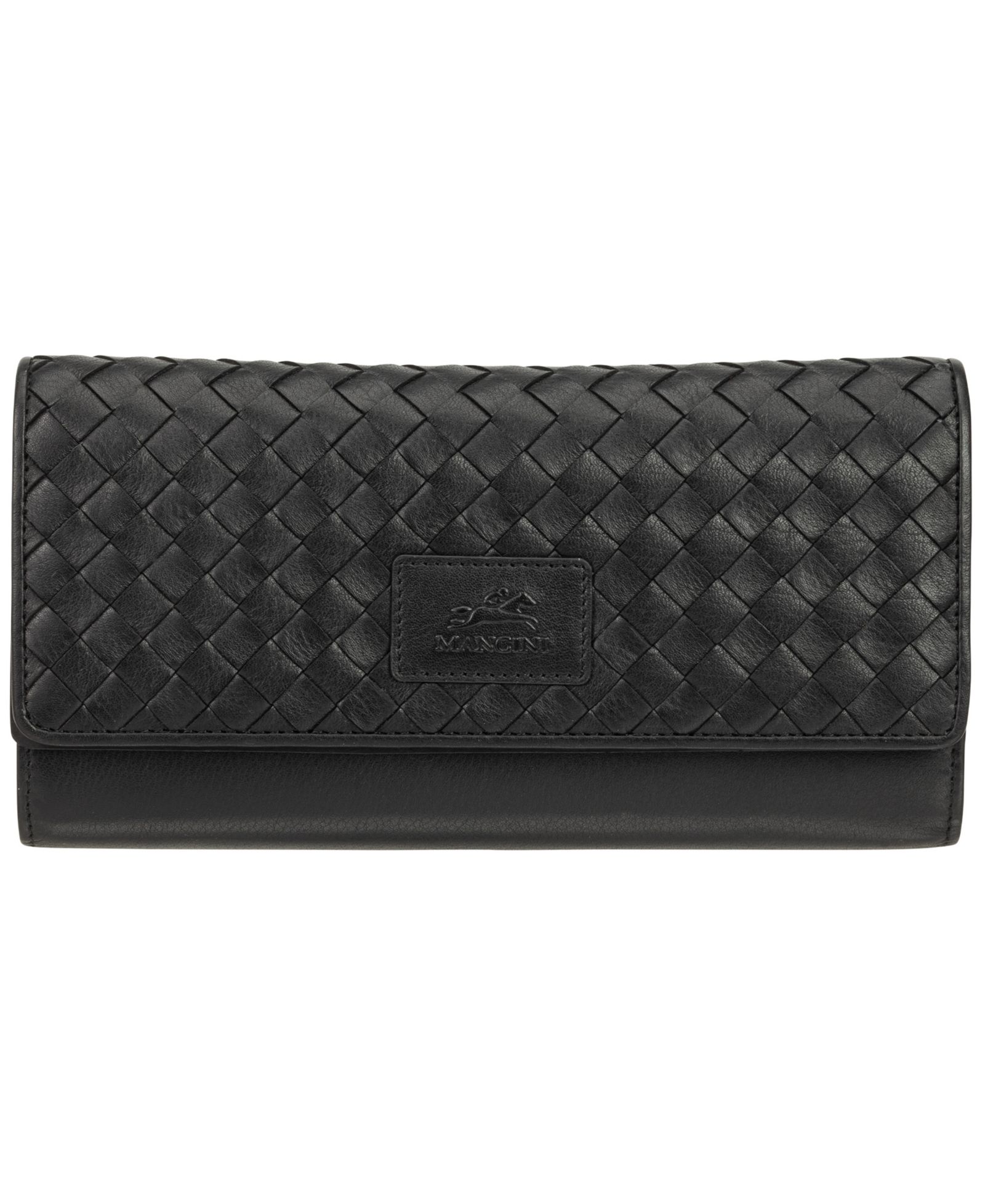 Mancini Women's Basket Weave Collection RFID Secure Quadruple Fold Wallet