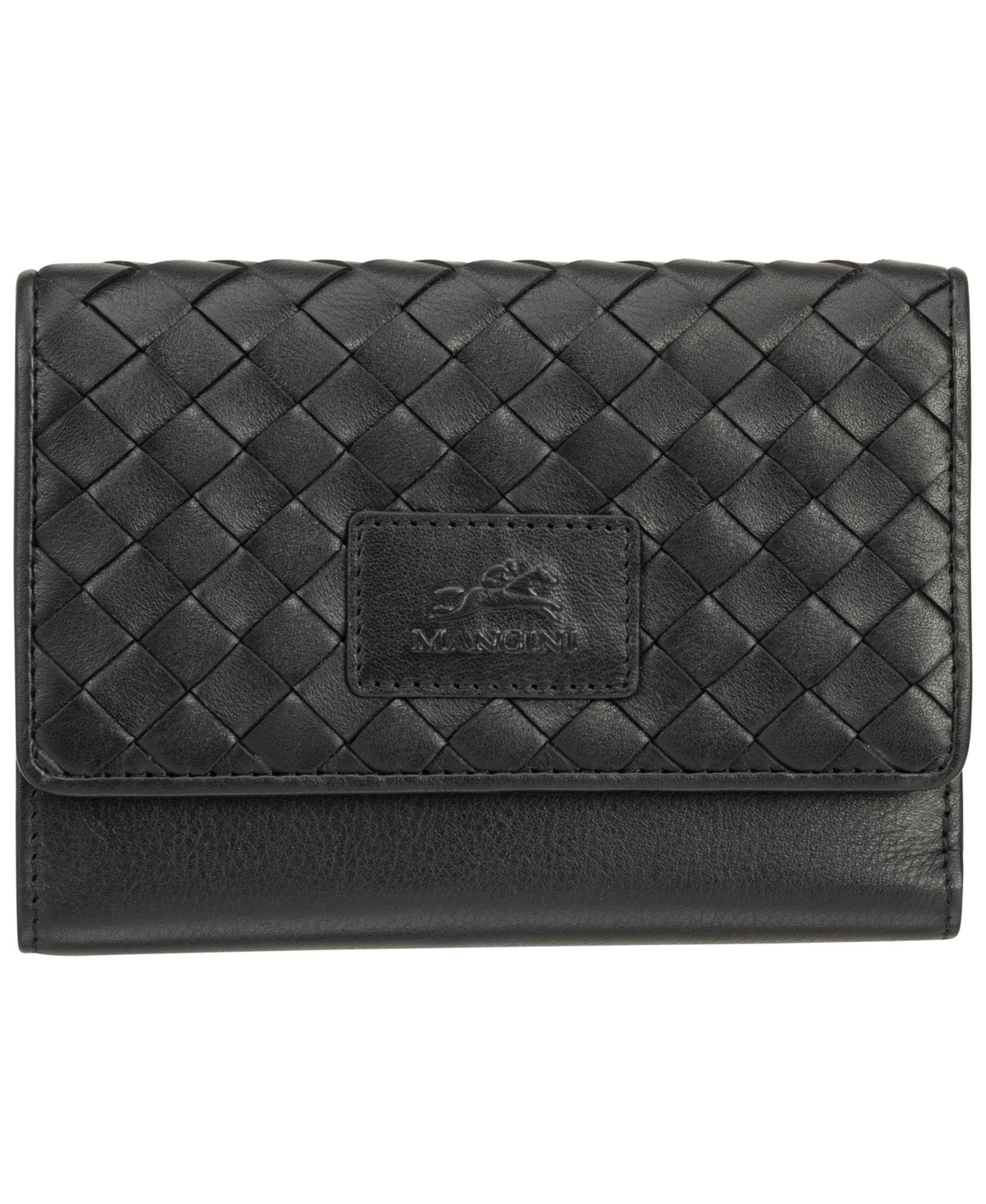 Mancini Women's Basket Weave Collection RFID Secure Mini Clutch Wallet