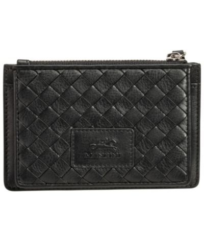 Mancini Women's Basket Weave Collection RFID Secure Card Case and Coin Pocket