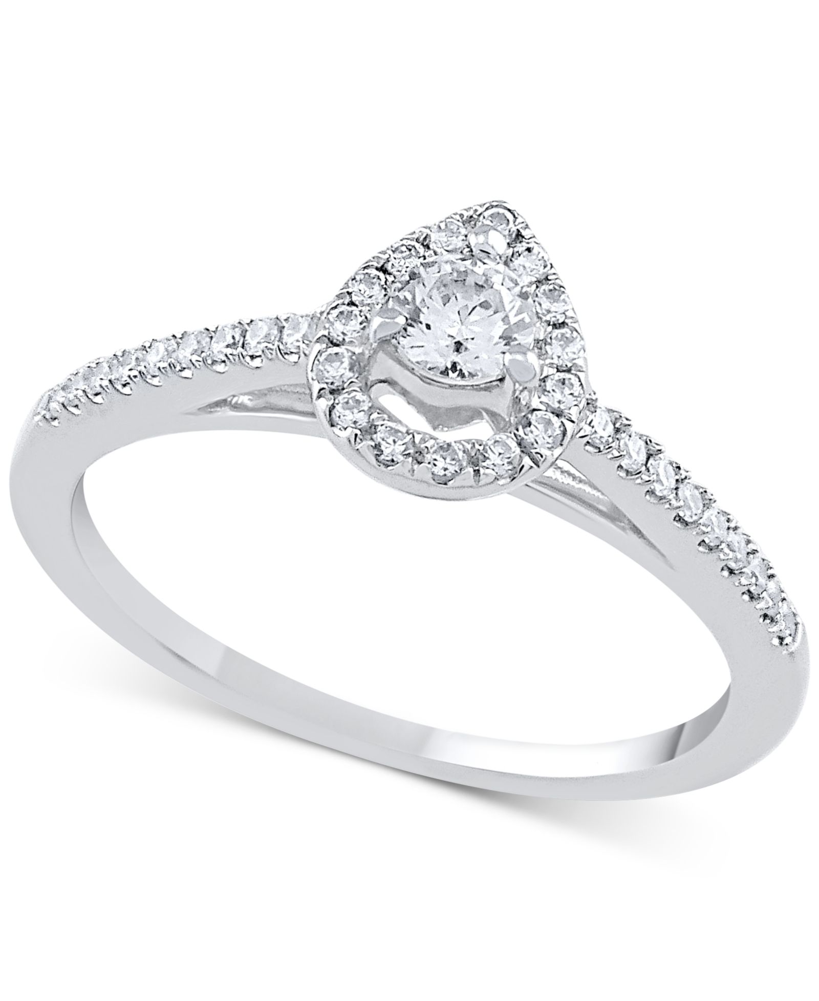 Помолвочное кольцо с бриллиантом в форме капли, 14k White, Yellow или Rose Gold