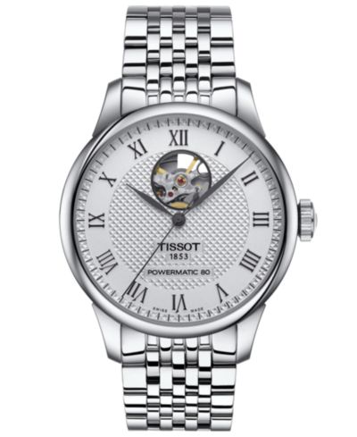 Мужские часы Tissot Swiss Automatic Le Locle Powermatic 80 Open Heart в стальном браслете 39mm