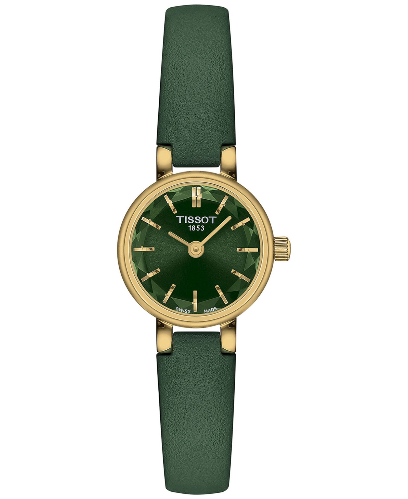 Женские швейцарские часы Tissot Lovely с зеленым кожаным ремешком 20mm