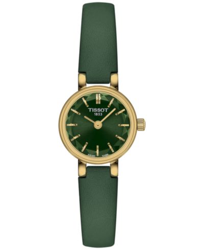 Женские швейцарские часы Tissot Lovely с зеленым кожаным ремешком 20mm