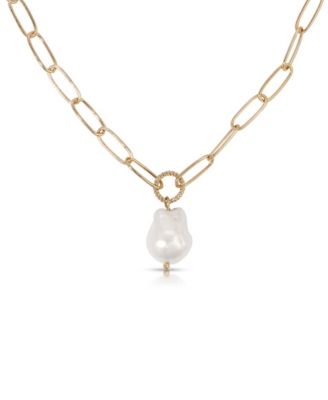 ETTIKA 18k Gold-Tone Plated Single Cultured Pearl Necklace