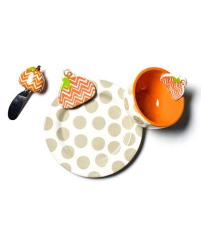Набор тарелок и ложка Happy Everything by Laura Johnson Chevron Pumpkin Embellishment, 3 предмета