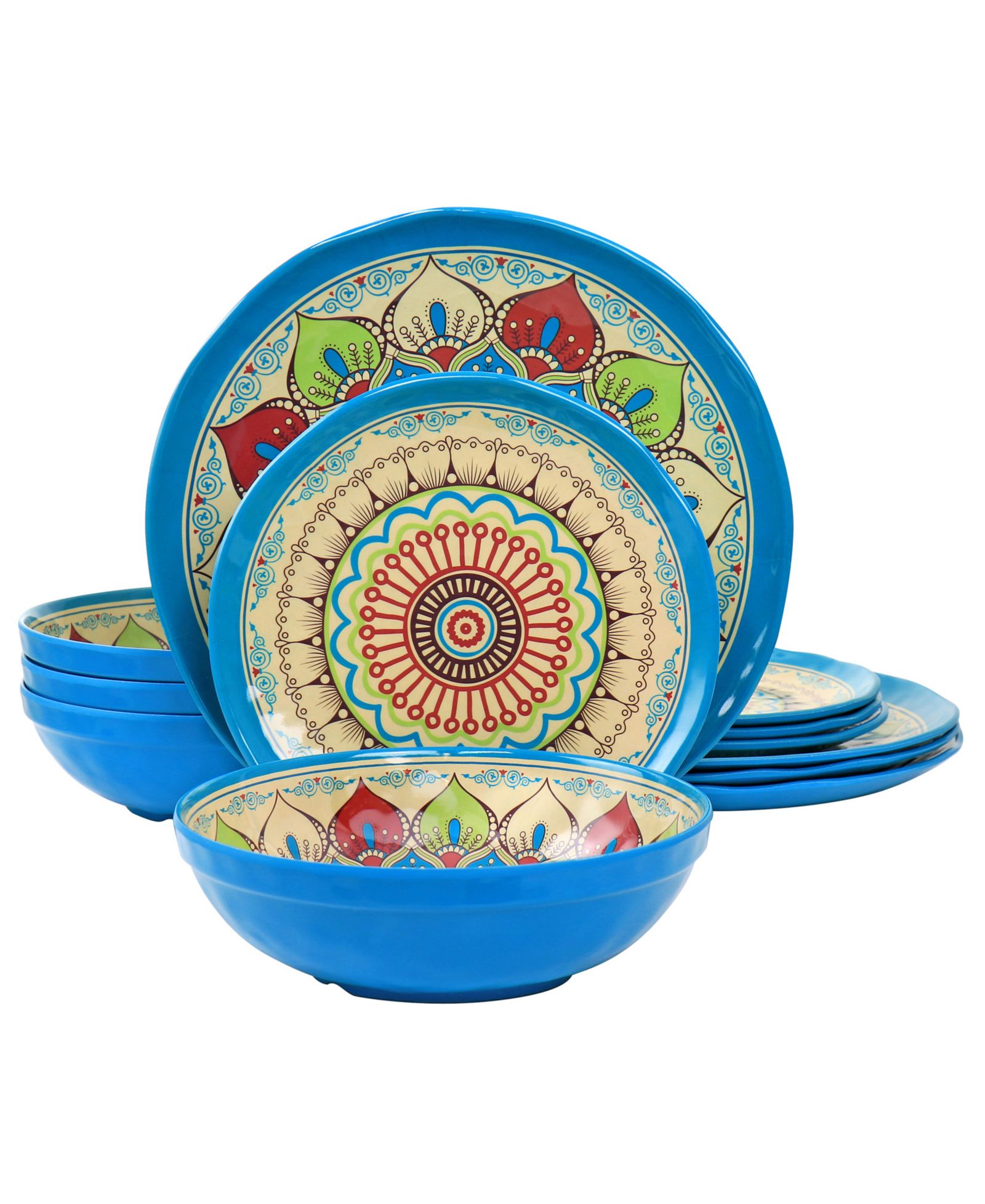 Elama Набор столовой посуды Mandala Micaela Melamine, 12 шт., на 4 персоны
