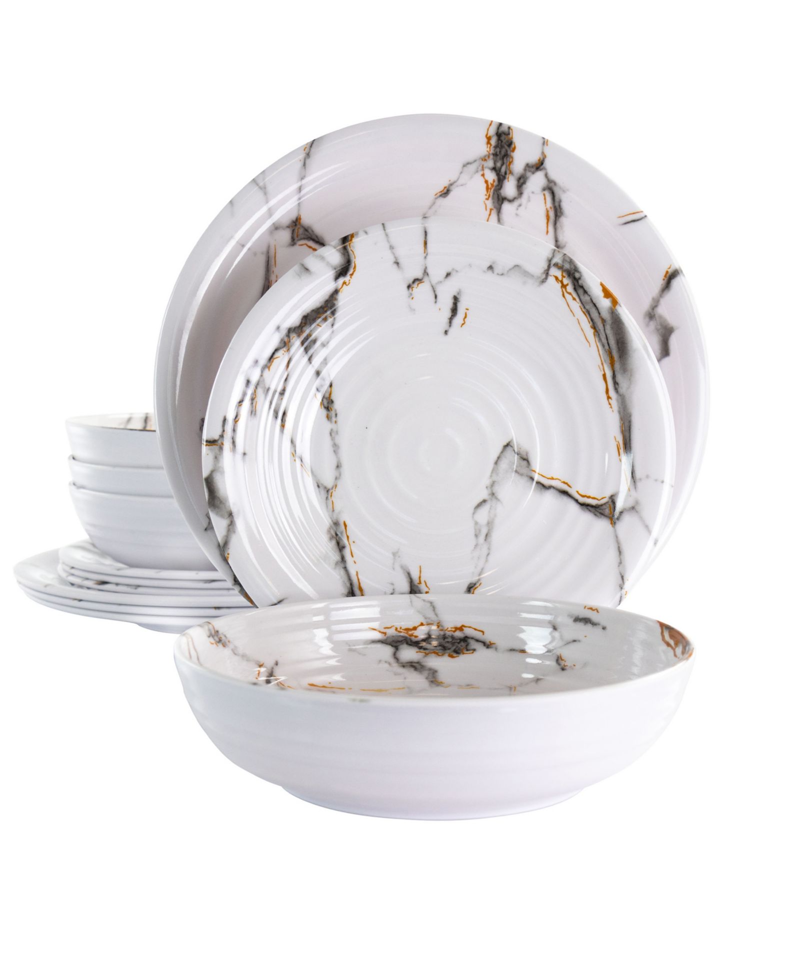 Elama Silvana Melamine 12 Pc. Dinnerware Set, Service for 4