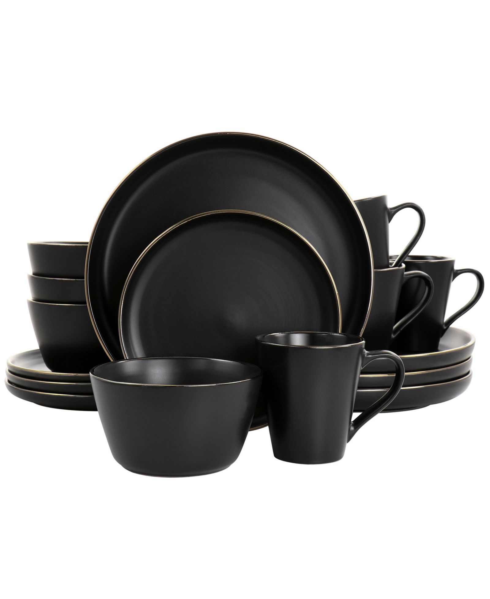 Elama Mateo Gold-Tone 16 Pc. Dinnerware Set, Service for 4