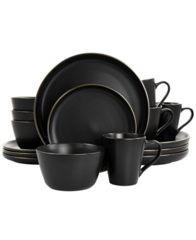 Elama Mateo Gold-Tone 16 Pc. Dinnerware Set, Service for 4