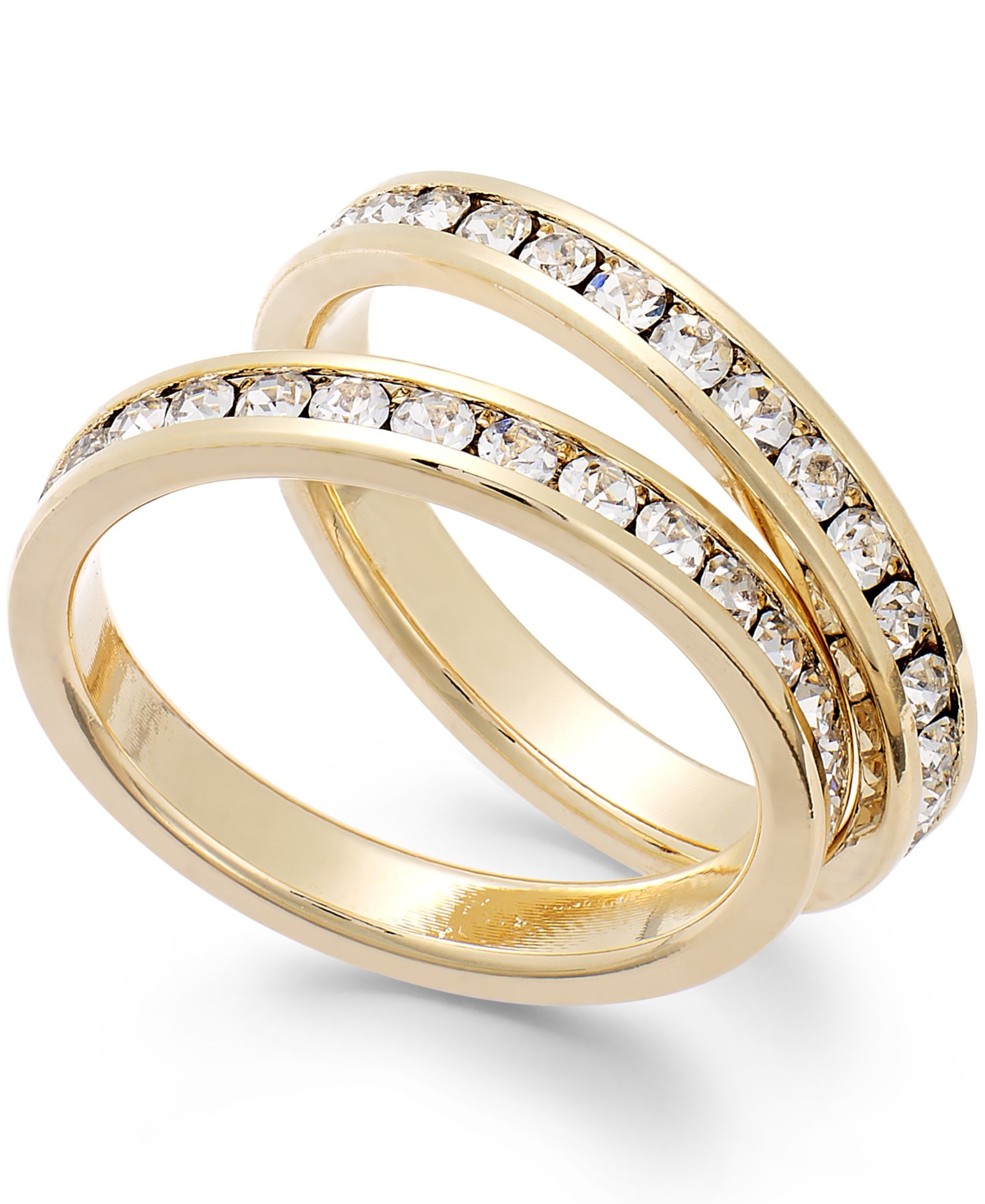 Charter Club Glass Stone Ring Duo in Fine Silver Plate or Gold Plate