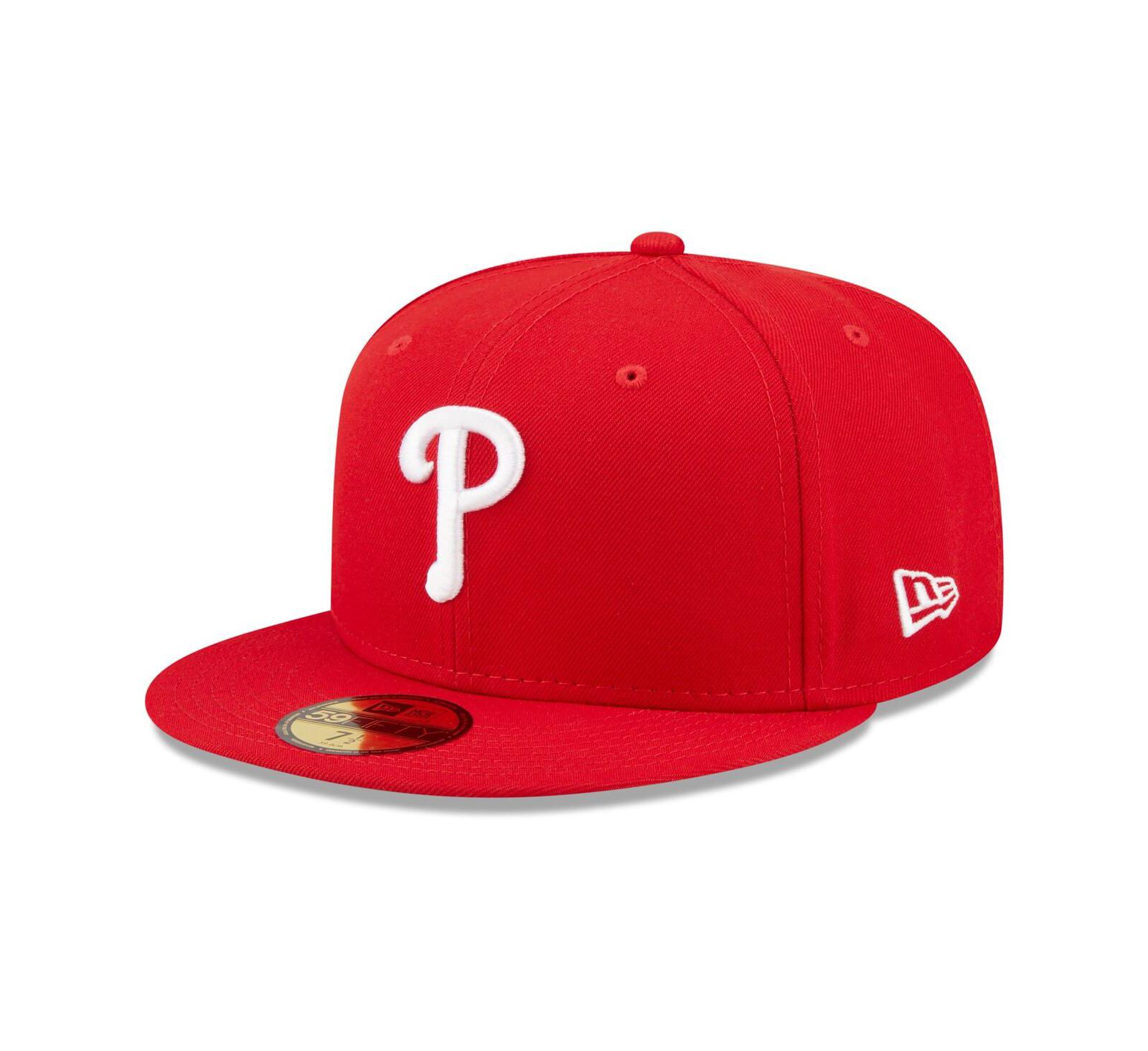 Men's New Era Red Philadelphia Phillies Logo White 59FIFTY Fitted Hat
