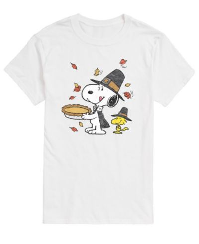 AIRWAVES Men's Short Sleeve Peanuts Snoopy Pilgrim T-shirt