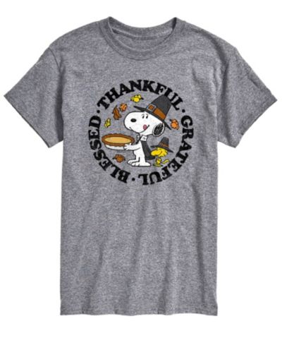 AIRWAVES Men's Short Sleeve Peanuts Thankful Grateful Blessed T-shirt