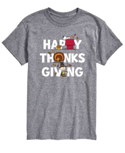 AIRWAVES Men's Short Sleeve Peanuts Happy Thanks Giving T-shirt
