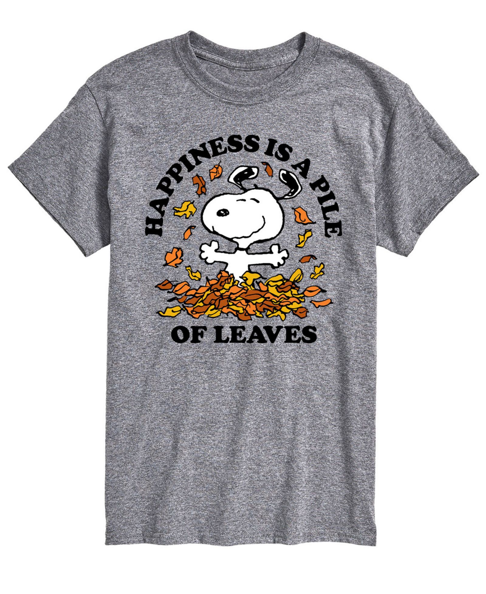 AIRWAVES Men's Short Sleeve Peanuts Pile of Leaves T-shirt