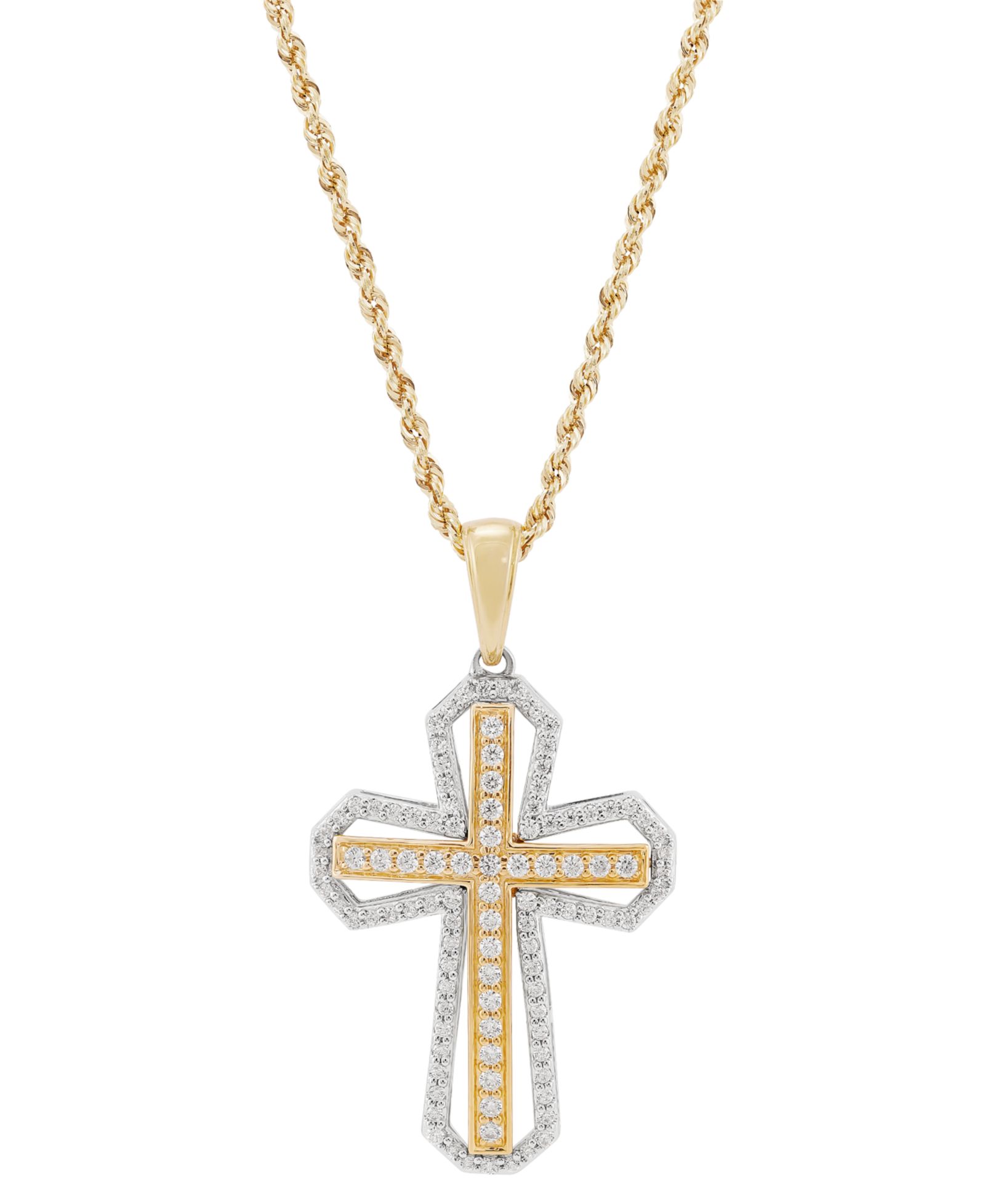 Мужское ожерелье Grown With Love Lab Grown Diamond Cross 22" в 14k Two-Tone Gold
