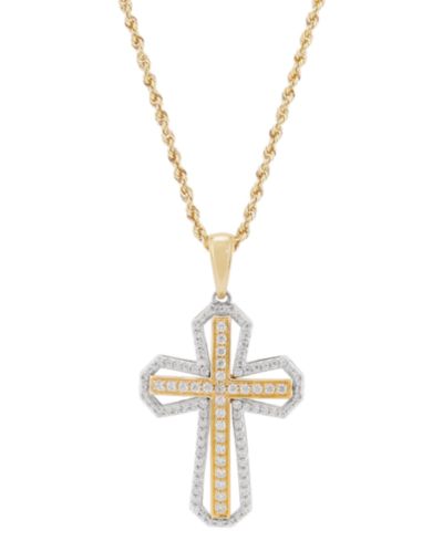 Мужское ожерелье Grown With Love Lab Grown Diamond Cross 22" в 14k Two-Tone Gold