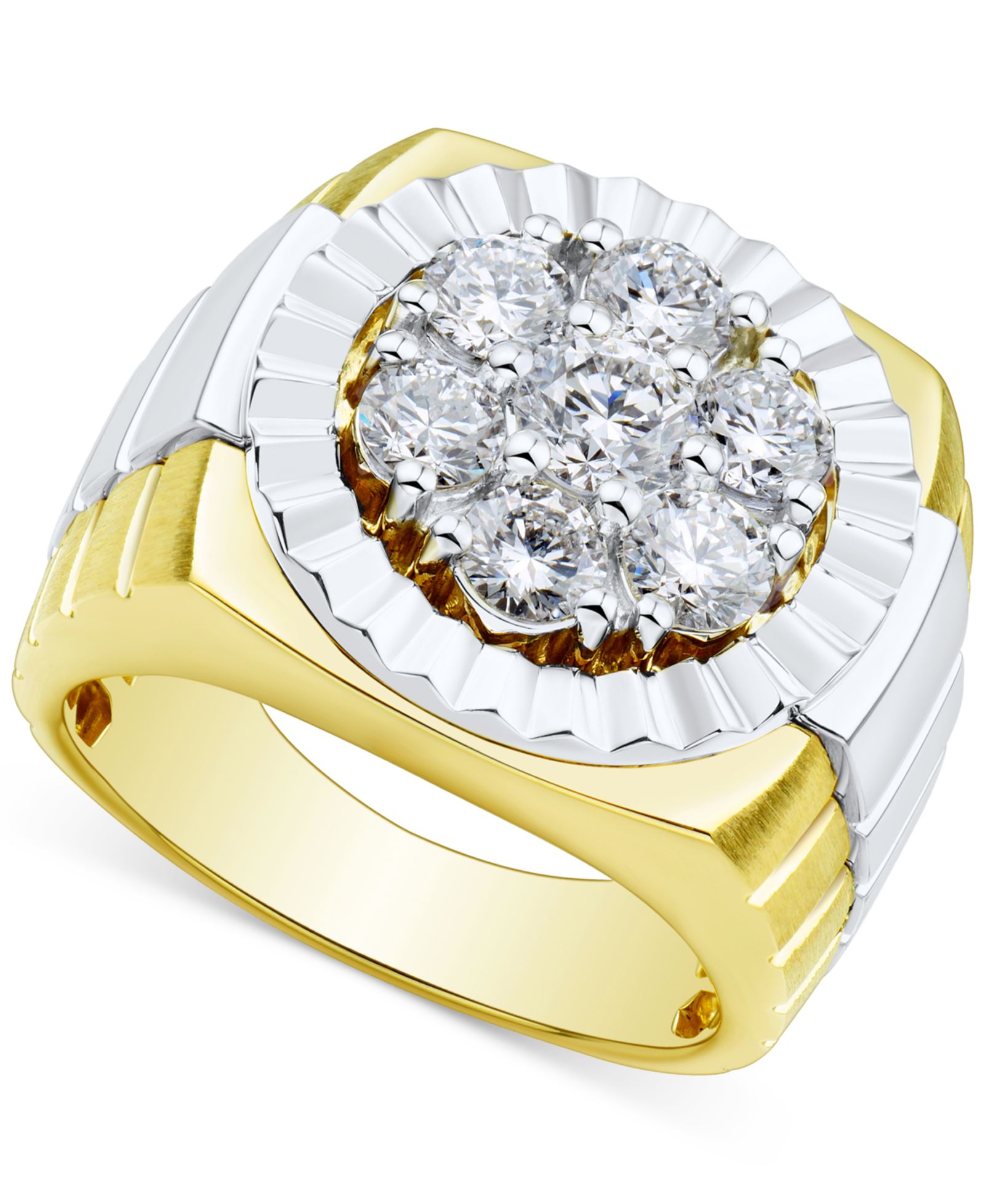 Мужское кольцо Grown With Love Lab Grown Diamond Cluster 2 ct. t.w. 10k Two-Tone Gold