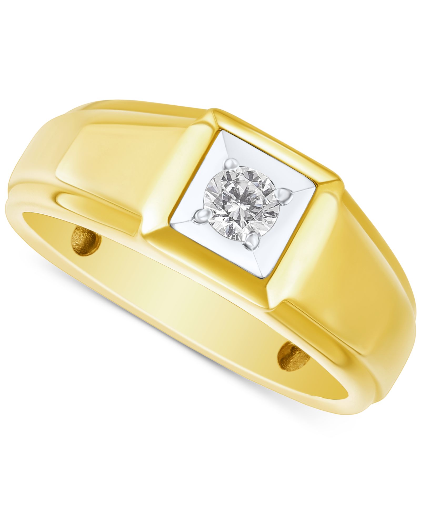 Grown With Love Мужское Lab Grown Diamond Solitaire Ring (1/4 ct. t.w.) in 10k Gold & White Gold