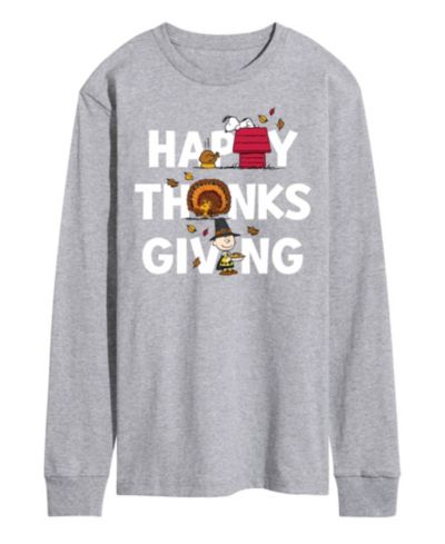 AIRWAVES Мужская футболка с длинным рукавом Peanuts Happy Thanksgiving