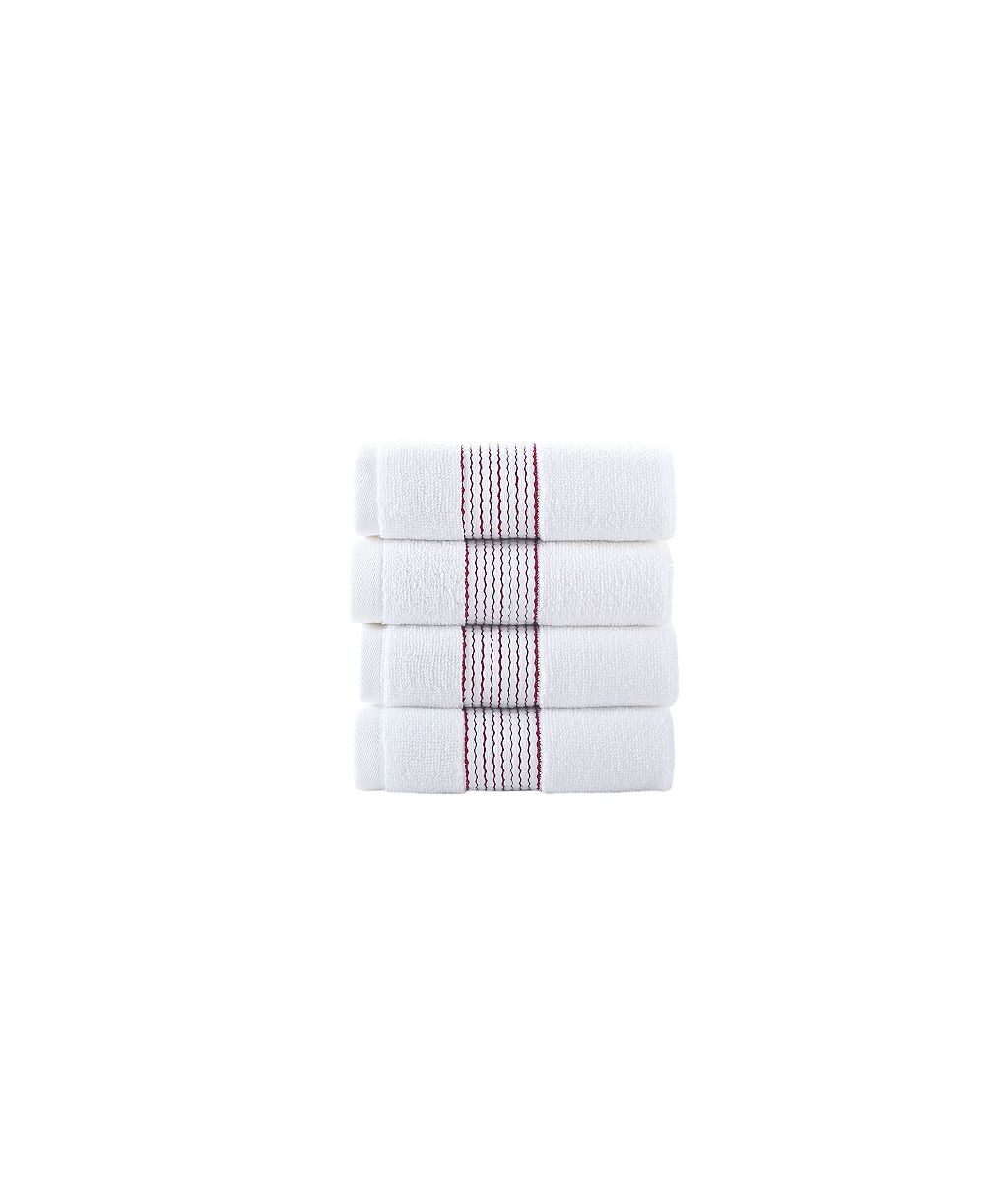 Brooks Brothers Rope Stripe Border 4 Piece Turkish Cotton Wash Towel Set