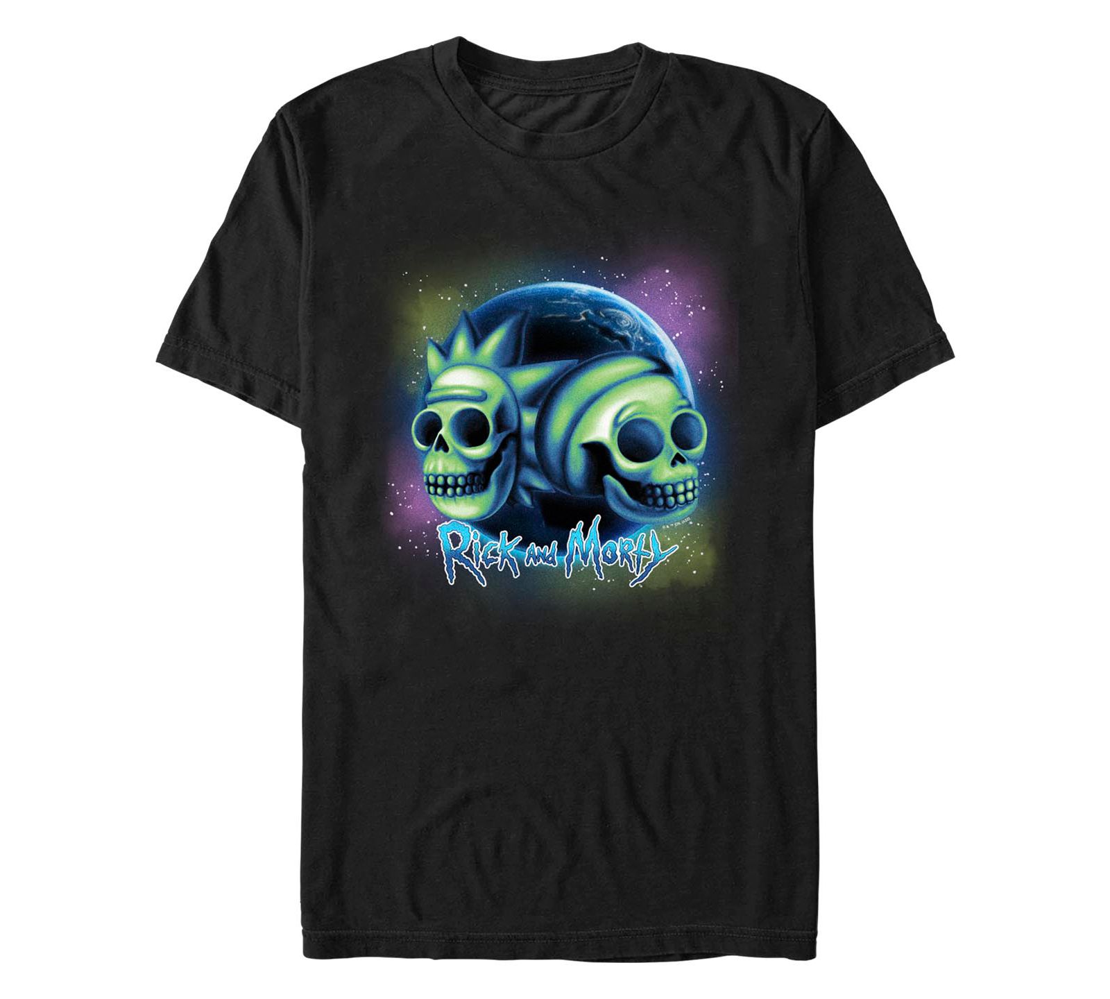 Fifth Sun Men's Rick and Morty Space Skulls Short Sleeve T-shirt