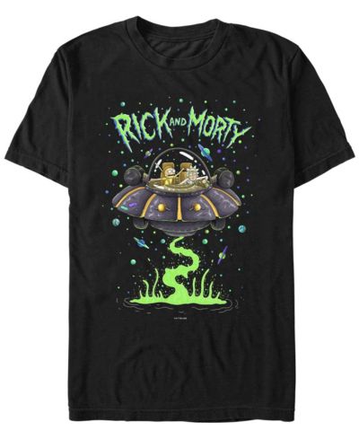 Fifth Sun Men's Rick and Morty Spaceship Takeoff Short Sleeve T-shirt