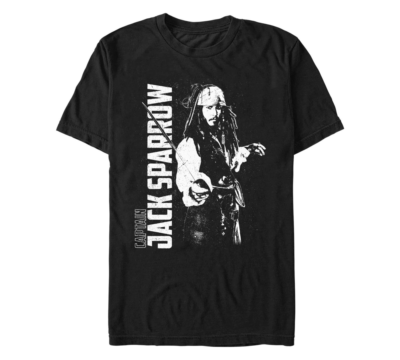 Fifth Sun Men's Pirates of The Caribbean Captain Jack Destroyed Short Sleeve T-shirt