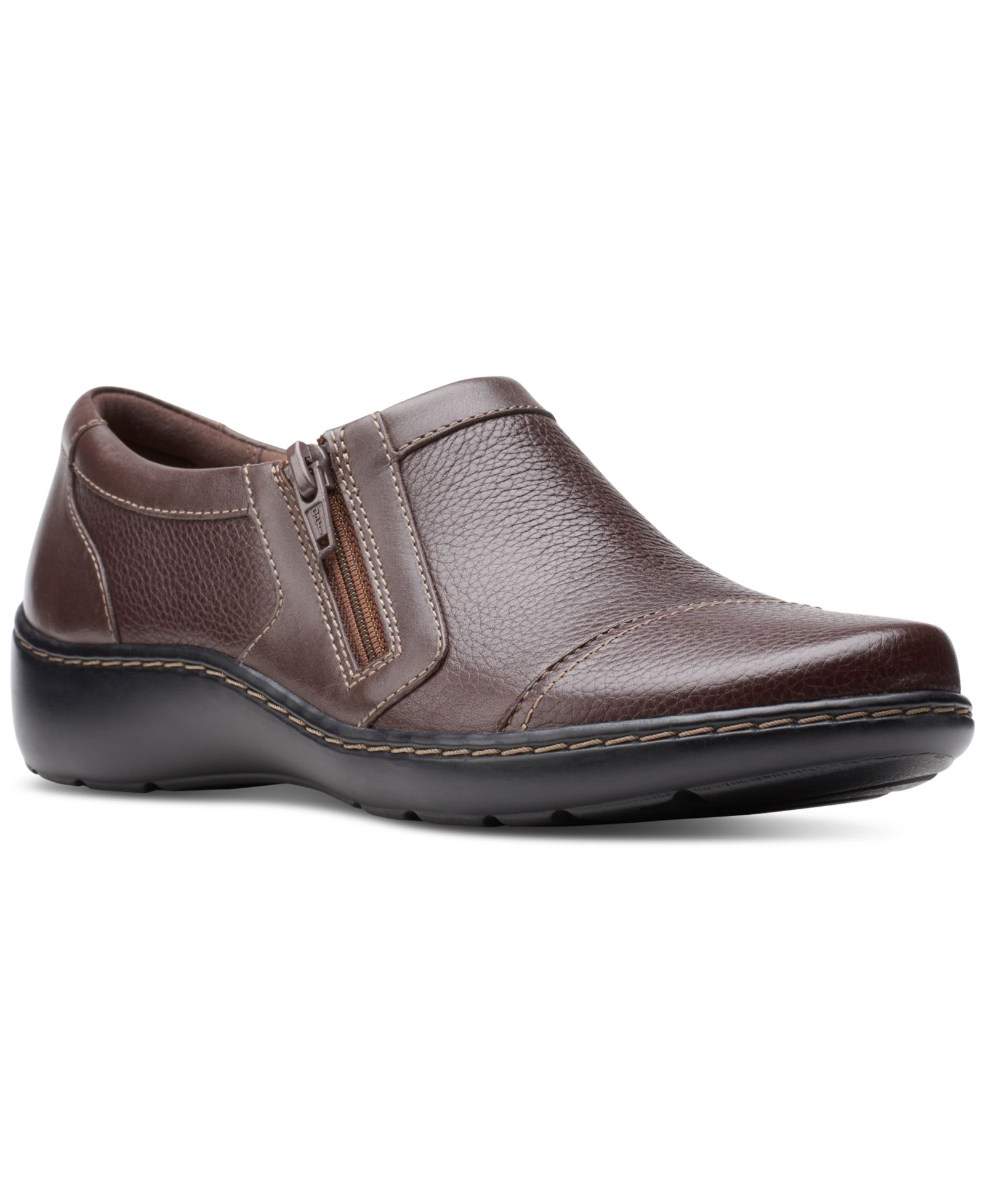 Clarks Women's Cora Giny Cushioned Zip Loafer Flats