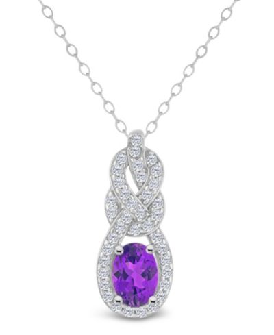 Macy's Topaz (3/8 ct. t.w.) Halo Pendant Necklace in Sterling Silver